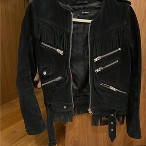 The Kooples Black Suede Fringe Jacket